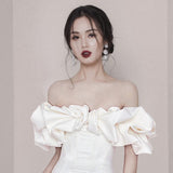Niulatu Sheath Strapless White Satin Short Homecoming Dresses 18th Birthday Outfit HZ1110