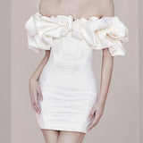 Niulatu Sheath Strapless White Satin Short Homecoming Dresses 18th Birthday Outfit HZ1110