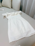 Niulatu Sheath Off The Shoulder White Satin Short Homecoming Dresses 18th Birthday Outfit HZ1110