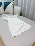 Niulatu Sheath Off The Shoulder White Satin Short Homecoming Dresses 18th Birthday Outfit HZ1110