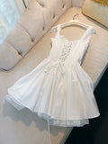 Niulatu A Line Straps Short Lace White Homecoming Dresses Party Dress HZ1110