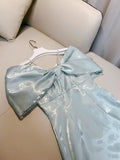 Niulatu A Line Straps Off The Shoulder Short Blue Homecoming Dresses Party Dress HZ1110