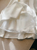 Niulatu A Line Spaghetti Straps White Short Satin Homecoming Dresses Party Dress HZ1110