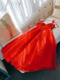 Niulatu A Line Spaghetti Straps Tulle Red Homecoming Dresses Birthday Outfits HZ1110