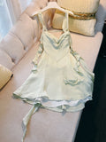 Niulatu A Line Straps Sage Green Satin Backless Homecoming Dresses Birthday Outfits HZ1110