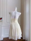 Niulatu A Line Halter Chiffon Ivory Short Homecoming Dresses Birthday Outfits HZ1110