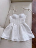 Niulatu A Line Spaghetti Straps White Short Homecoming Dresses Birthday Outfits HZ1110
