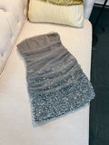 Niulatu Sheath Strapless Gray Sequin Short Homecoming Dresses Birthday Outfits HZ1110