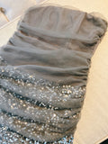 Niulatu Sheath Strapless Gray Sequin Short Homecoming Dresses Birthday Outfits HZ1110