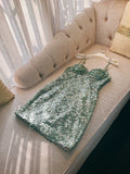 Niulatu Sheath Straps Sequin Green Short Homecoming Dresses Birthday Outfits With Beads HZ1110