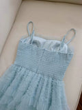 Niulatu A line Spaghetti Straps Light Sky Blue Tulle Ankle Length Prom Dress Formal Dresses HZ1110