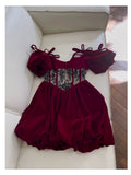 Niulatu A Line Spaghetti Straps Velvet Red Homecoming Dresses Birthday Outfits With Beads HZ1110