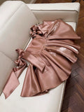 Niulatu A Line Straps Satin Homecoming Dresses Birthday Outfits With Bow HZ1110