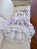 Niulatu Ball Gown Spaghetti Straps Lilac Flowers Homecoming Dresses Birthday Outfits HZ1110