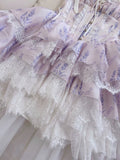 Niulatu Ball Gown Spaghetti Straps Lilac Flowers Homecoming Dresses Birthday Outfits HZ1110