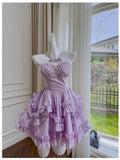 Niulatu Ball Gown Halter Lilac Chiffon Short Homecoming Dresses Birthday Outfits HZ1110
