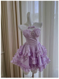 Niulatu Ball Gown Halter Lilac Chiffon Short Homecoming Dresses Birthday Outfits HZ1110