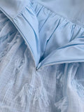 Niulatu Ball Gown Straps Lace Ruffles Light Sky Blue Length Prom Dress Formal Dresses HZ1110