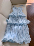 Niulatu Ball Gown Straps Lace Ruffles Light Sky Blue Length Prom Dress Formal Dresses HZ1110