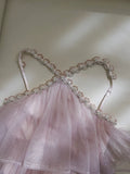 Niulatu Ball Gown Halter Ruffles Pink Long Length Prom Dress Formal Dresses HZ1110