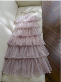 Niulatu Ball Gown Halter Ruffles Pink Long Length Prom Dress Formal Dresses HZ1110