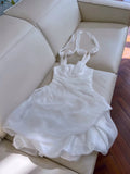 Niulatu Ball Gown Spaghetti Straps White Organza Short Homecoming Dresses Birthday Outfits HZ1110