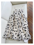 Niulatu A line Spaghetti Straps Black Floral Prom Dress Formal Dresses HZ1110