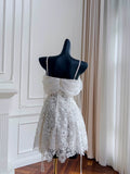 Niulatu A line Spaghetti Straps White Lace Short Homecoming Dresses Birthday Outfits HZ1110