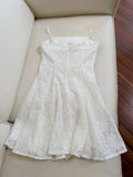 Niulatu A line Spaghetti Straps White Lace Short Homecoming Dresses Birthday Outfit HZ1110