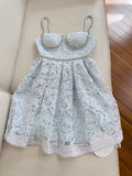 Niulatu A line Spaghetti Straps Light Skye Blue Lace Short Homecoming Dresses Birthday Outfit HZ1110