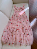 Niulatu A line Straps Pink Floral Prom Dress Formal Dresses HZ1110