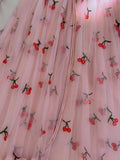 Niulatu A line Straps Pink Floral Prom Dress Formal Dresses HZ1110