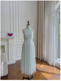 Niulatu A line Halter Tulle Mint Green Prom Dress Formal Dresses HZ1110