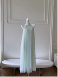 Niulatu A line Halter Tulle Mint Green Prom Dress Formal Dresses HZ1110