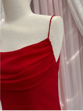 Niulatu Sheath Spaghetti Straps Chiffon Short Red Homecoming Dresses Birthday Outfit HZ1110
