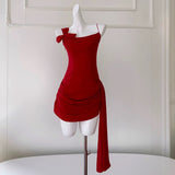 Niulatu Sheath Spaghetti Straps Chiffon Short Red Homecoming Dresses Birthday Outfit HZ1110