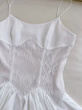 Niulatu A Line Spaghetti Straps Chiffon Short White Homecoming Dresses Birthday Outfit HZ1110