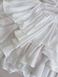 Niulatu A Line Spaghetti Straps Chiffon Short White Homecoming Dresses Birthday Outfit HZ1110