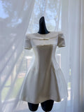 Niulatu A Line Scoop White Short Satin Homecoming Dresses Birthday Outfit HZ1110