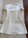 Niulatu A Line Scoop White Short Satin Homecoming Dresses Birthday Outfit HZ1110