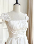 Niulatu A Line Straps Chiffon Short Lace White Homecoming Dresses Birthday Outfit HZ1110