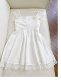 Niulatu A Line Straps Chiffon Short Lace White Homecoming Dresses Birthday Outfit HZ1110