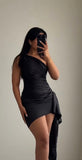 Niulatu Sheath One Shoulder Black Short Homecoming Dresses Birthday Outfit HZ1110