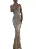 Niulatu Sheath Spaghetti Straps Backless Long Prom Dresses Evening Dress HZ1110