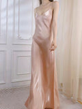 Niulatu Sheath Spaghetti Straps Pink Long Prom Dresses Evening Dress HZ1110