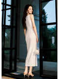 Niulatu Sheath Straps Ivory Long Prom Dresses Ankle Length Evening Dress HZ1110