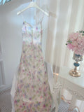 Niulatu Sheath Spaghetti Straps Lilac Floral Long Prom Dresses Evening Dress HZ1110