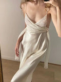 Niulatu A Line Spaghetti Straps White Prom Dresses Ruffles Backless Evening Dress HZ1110