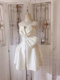 Niulatu A line Spaghetti Straps Ivory Mini Party Dress Short Homecoming Dresses HZ1110