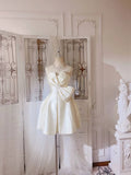 Niulatu A line Spaghetti Straps Ivory Mini Party Dress Short Homecoming Dresses HZ1110